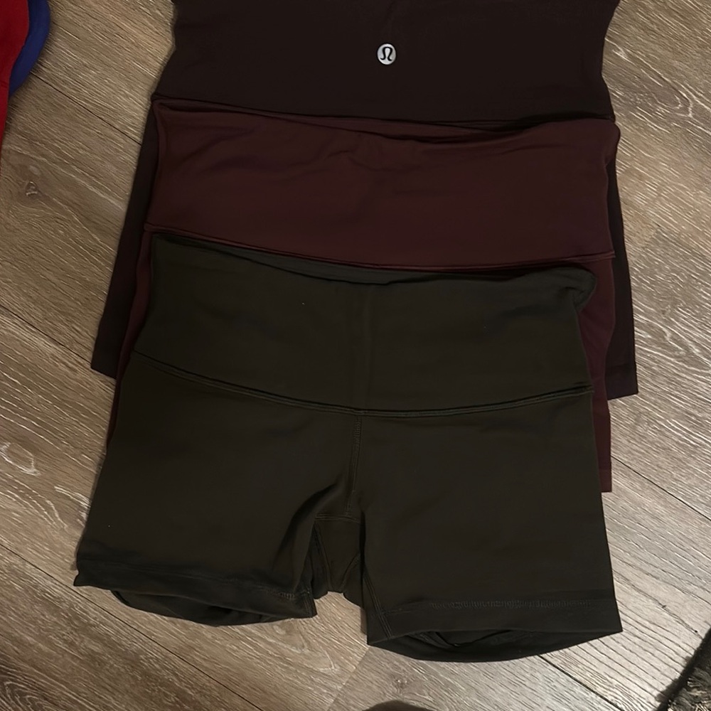 3 pairs: lululemon 4 inch shorts